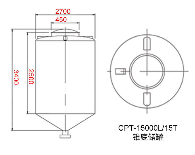 15噸錐底儲罐 工程圖展示